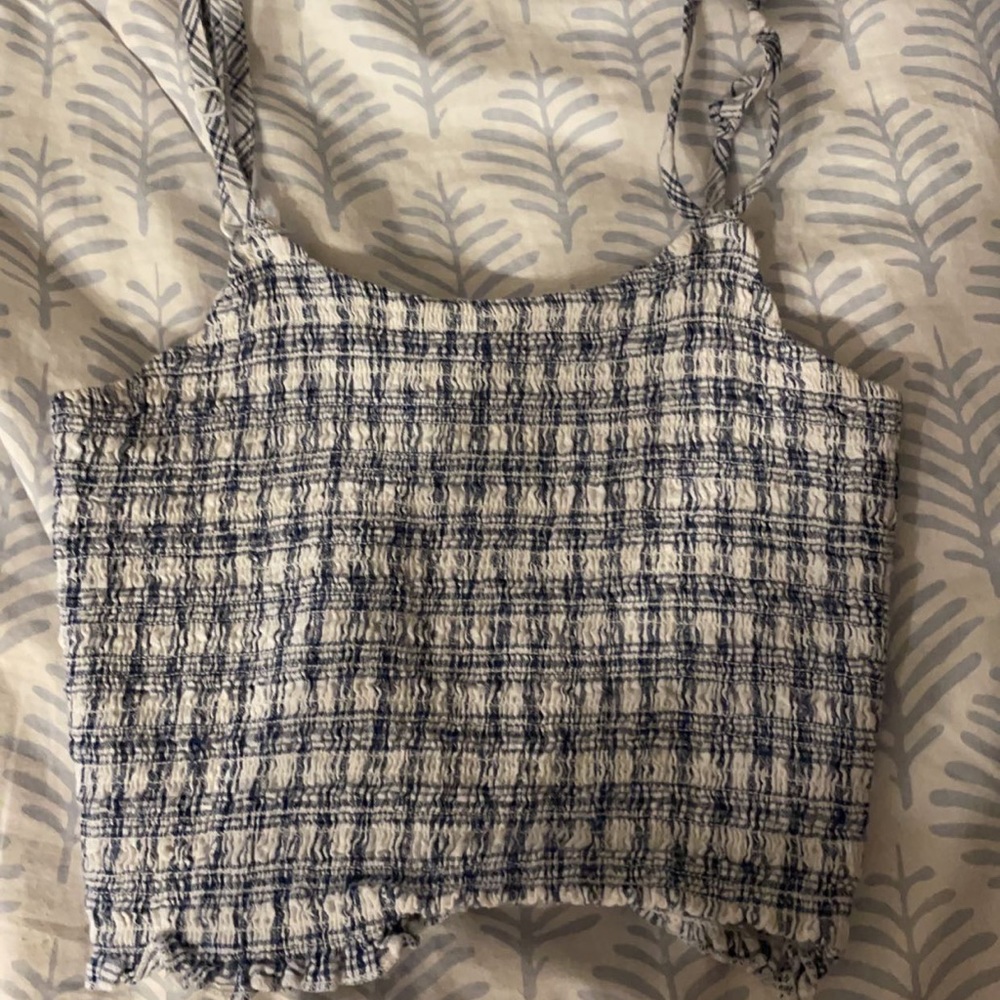 John Galt blue and white crop top🤍